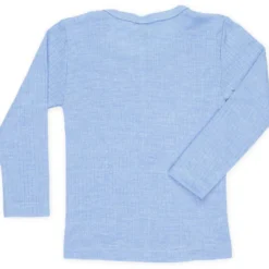 Langarmshirt Wolle Seide Baumwolle hellblau 92