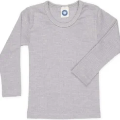Langarmshirt Wolle Seide Baumwolle grau 92