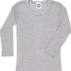 Langarmshirt Wolle Seide hellgrau 92
