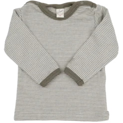Langarmshirt Wolle Seide Ringel khaki 68