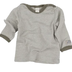 Langarmshirt Wolle Seide Ringel khaki 68