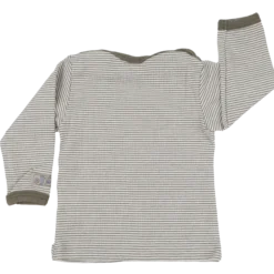 Langarmshirt Wolle Seide Ringel khaki 68