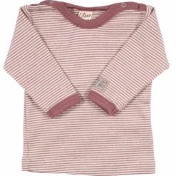 Langarmshirt Wolle Seide Ringel mauve 56