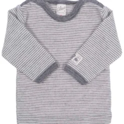 Langarmshirt Wolle Seide Ringel grau 68