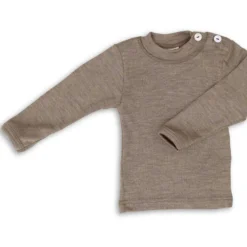 Langarmshirt Wolle Seide walnuss 62/68