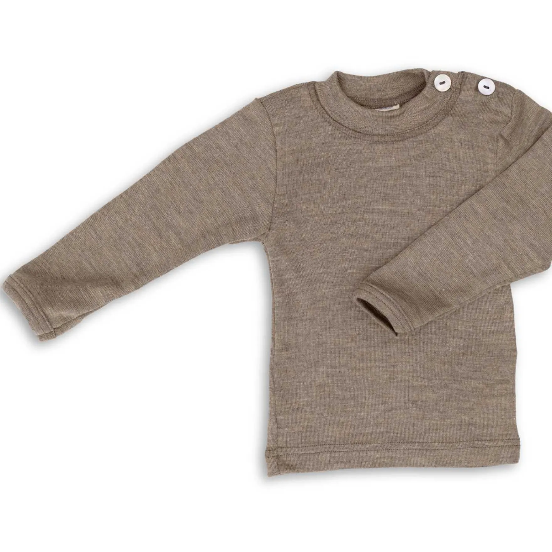 Langarmshirt Wolle Seide walnuss 62/68