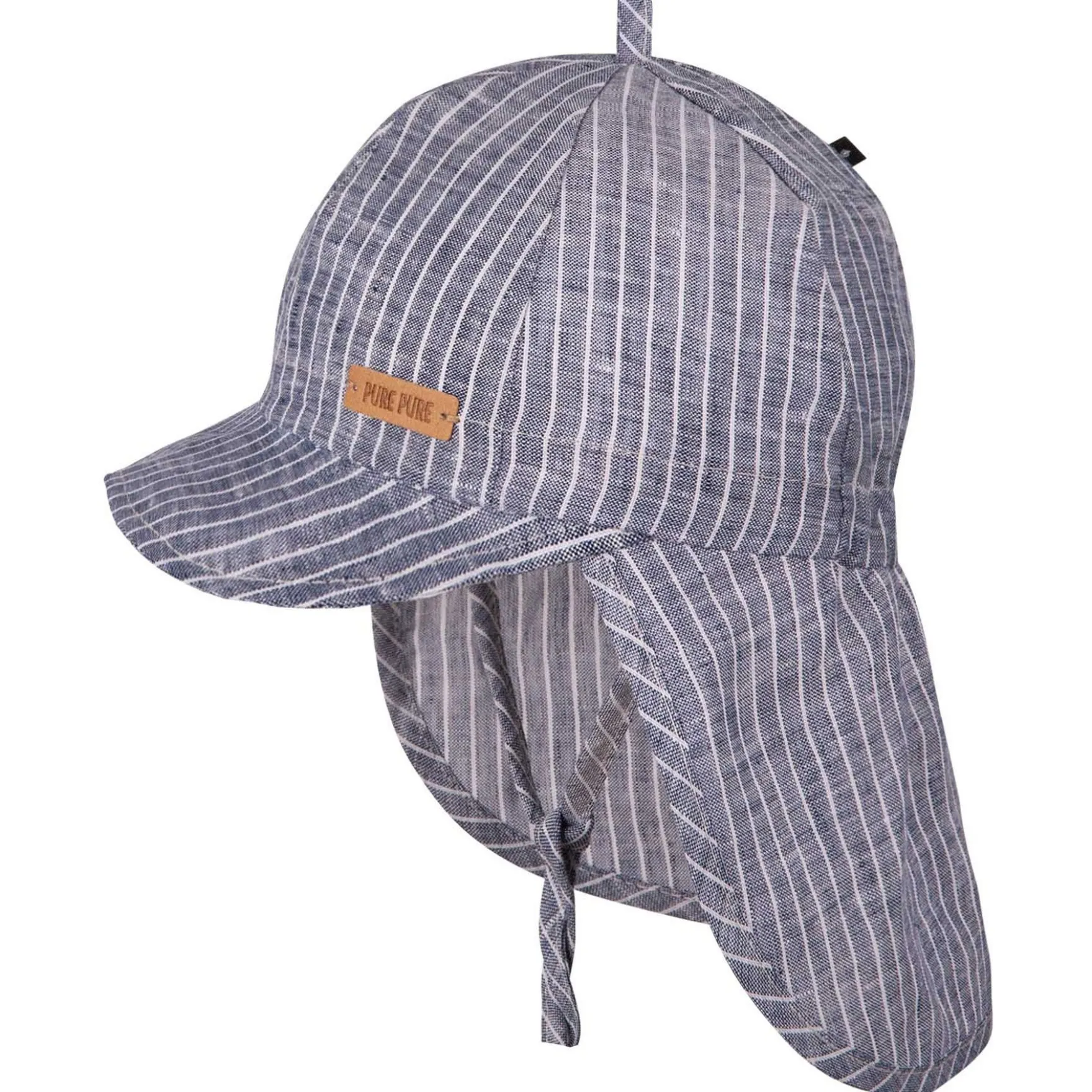 Leinen-Sonnenhut mit Schirm und Nackenschutz marine