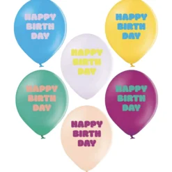 Luftballons "Happy Birthday" bunt 12St.