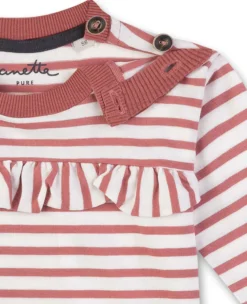 Mädchen Shirt langarm altrosa Ringel 56