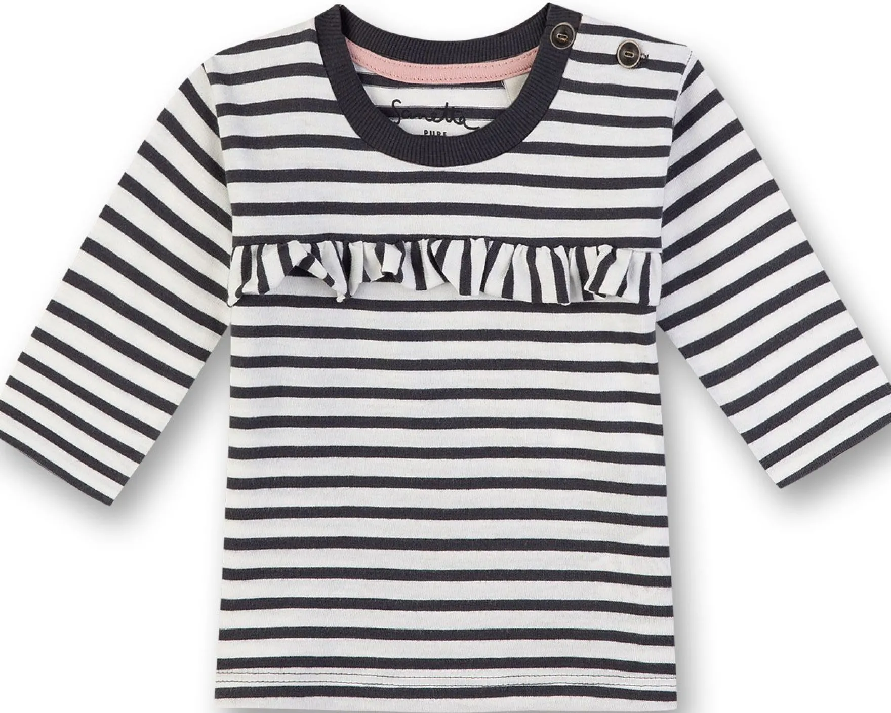 Mädchen Shirt langarm dunkelgrau Ringel 68