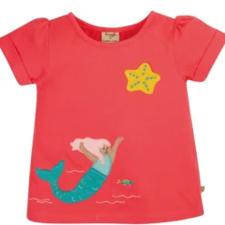 Mädchen T-Shirt himbeerrot Meerjungfrau 86/92