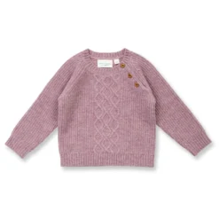 Merino-Pullover mit Zopfmuster mauve melange 74