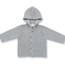 Merino Strickjacke hellgrau86