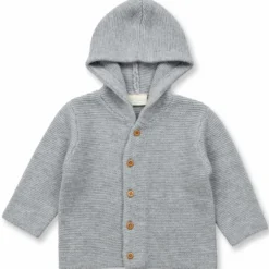 Merino Strickjacke hellgrau86