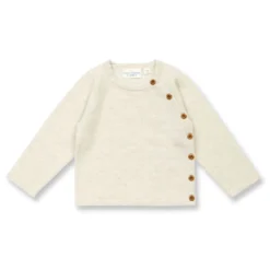 Merino-Wickelpullover mit Knopfleiste creme melange 62/68
