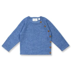 Merino-Wickelpullover mit Knopfleiste jeansblau melange 62/68