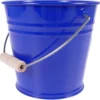 Metalleimer mit Holzgriff blau