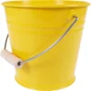 Metalleimer mit Holzgriff gelb