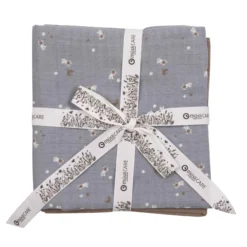 Mulltücher 2er-Pack „Flora“ jasmin blue-walnuss
