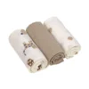 Mulltücher 3er Set 60x60 cm "Haustiere" beige