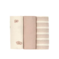 Mulltücher 3er Set 60x60cm natur-braun
