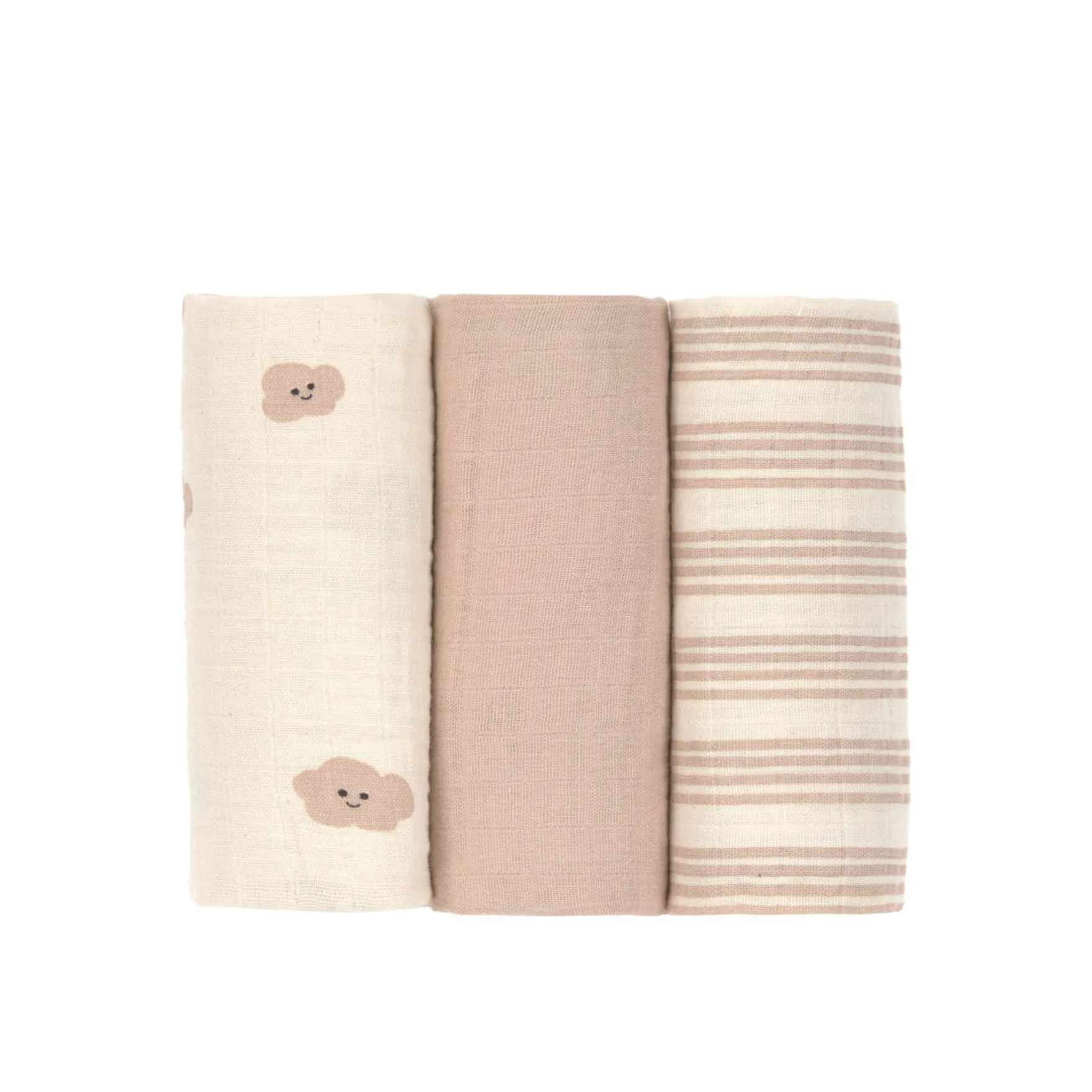 Mulltücher 3er Set 60x60cm natur-braun