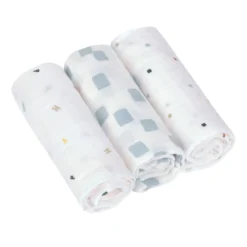 Mulltücher 3er Set 60x60 cm weiß-hellblau