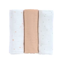 Mulltücher 3er Set 85x85 cm weiß-pfirsich