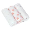 Mulltücher 3er Set 60x60 cm weiß-rosa