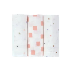 Mulltücher 3er Set 60x60 cm weiß-rosa