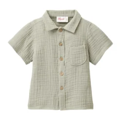 Musselin-Hemd kurzarm khaki 74/80