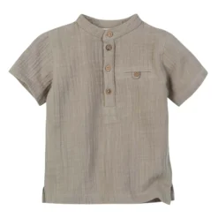 Musselin-Hemd kurzarm khaki 62/68