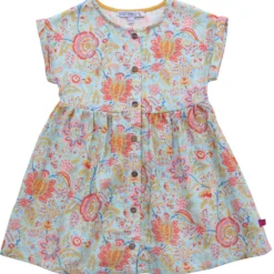 Musselin-Kleid "Paisley" pale jade-tomato 110/116