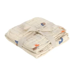Musselin-Set Handtuch & Waschlappen natur