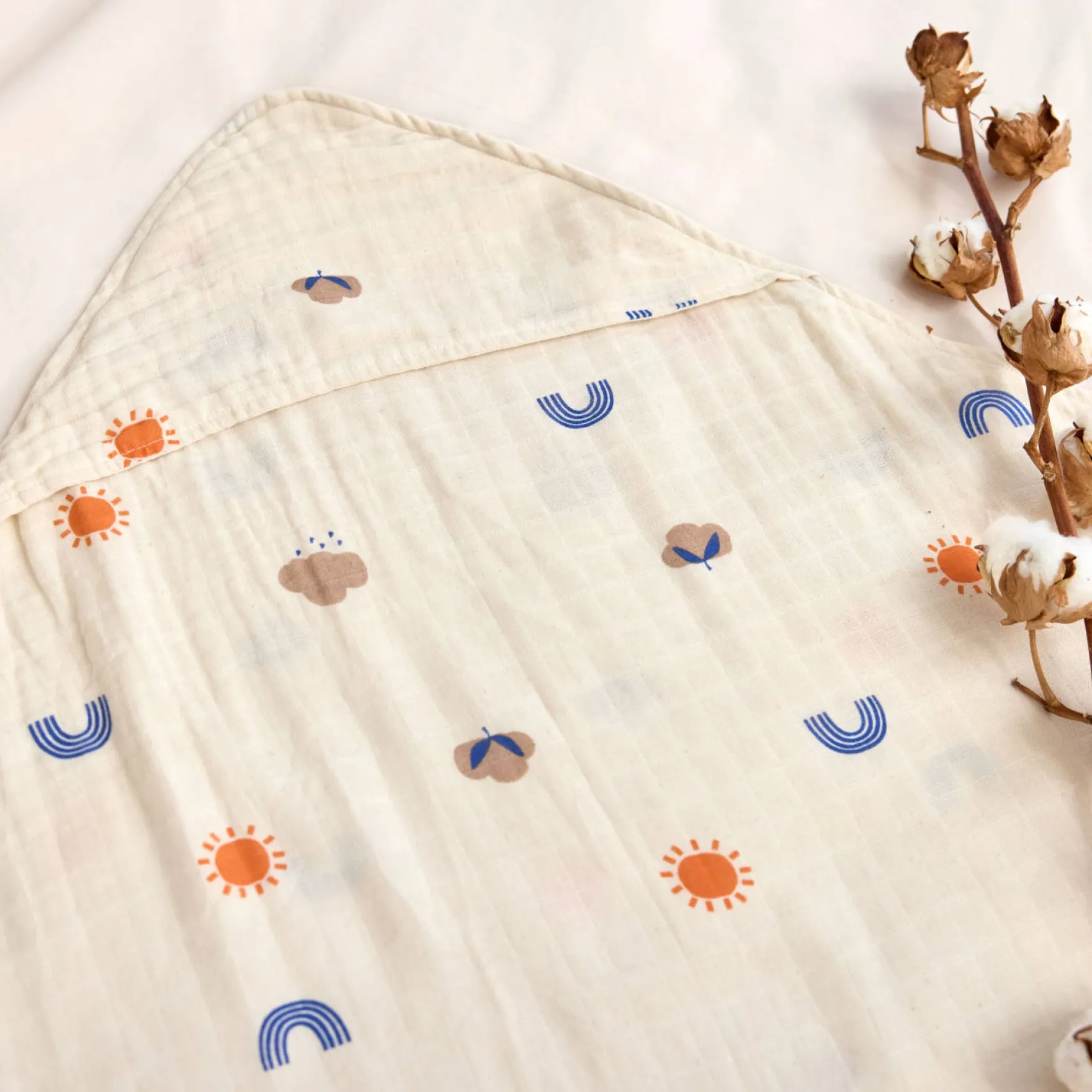 Musselin-Set Handtuch & Waschlappen natur