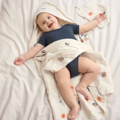 Musselin-Set Handtuch & Waschlappen natur