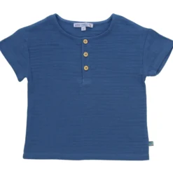 Musselin-Shirt geknöpft jeansblau 110