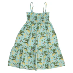 Musselin-Sommerkleid "Zitrone" türkis 116