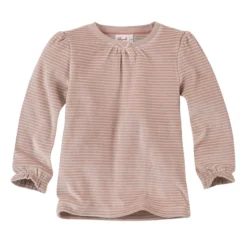 Nicki-Schlafanzug taupe geringelt 116