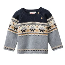 Norweger-Pullover blaugrau 74/80