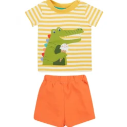 Outfit kurzarm "Krokodil" gelb-orange 86