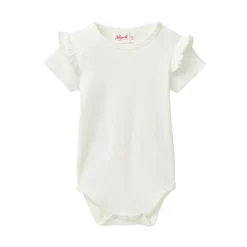 Pointelle-Kurzarmbody mit Rüschen weiß74/80