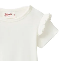 Pointelle-Kurzarmbody mit Rüschen weiß74/80