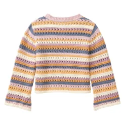Pointelle-Strickpullover bunt geringelt 110/116