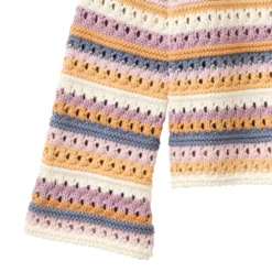 Pointelle-Strickpullover bunt geringelt 110/116