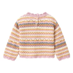 Pointelle-Strickpullover bunt geringelt 74/80