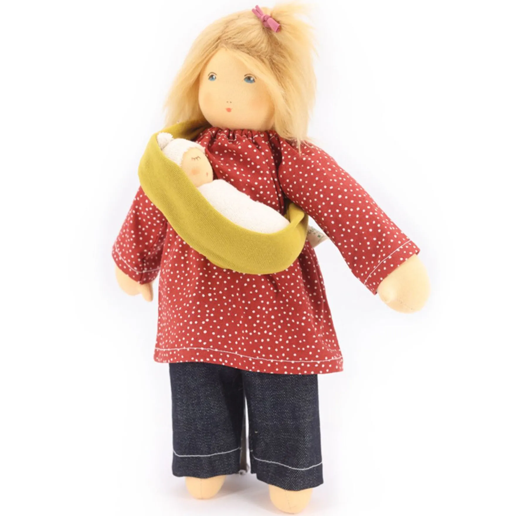 Puppenkleidung "Mama Outfit" rot-senf