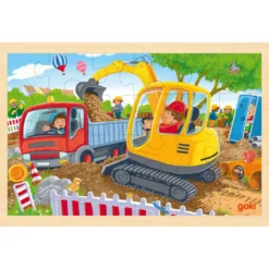 Rahmenpuzzle Holz "Bagger" 24 Teile