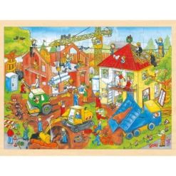 Rahmenpuzzle Holz "Baustelle" 96 Teile