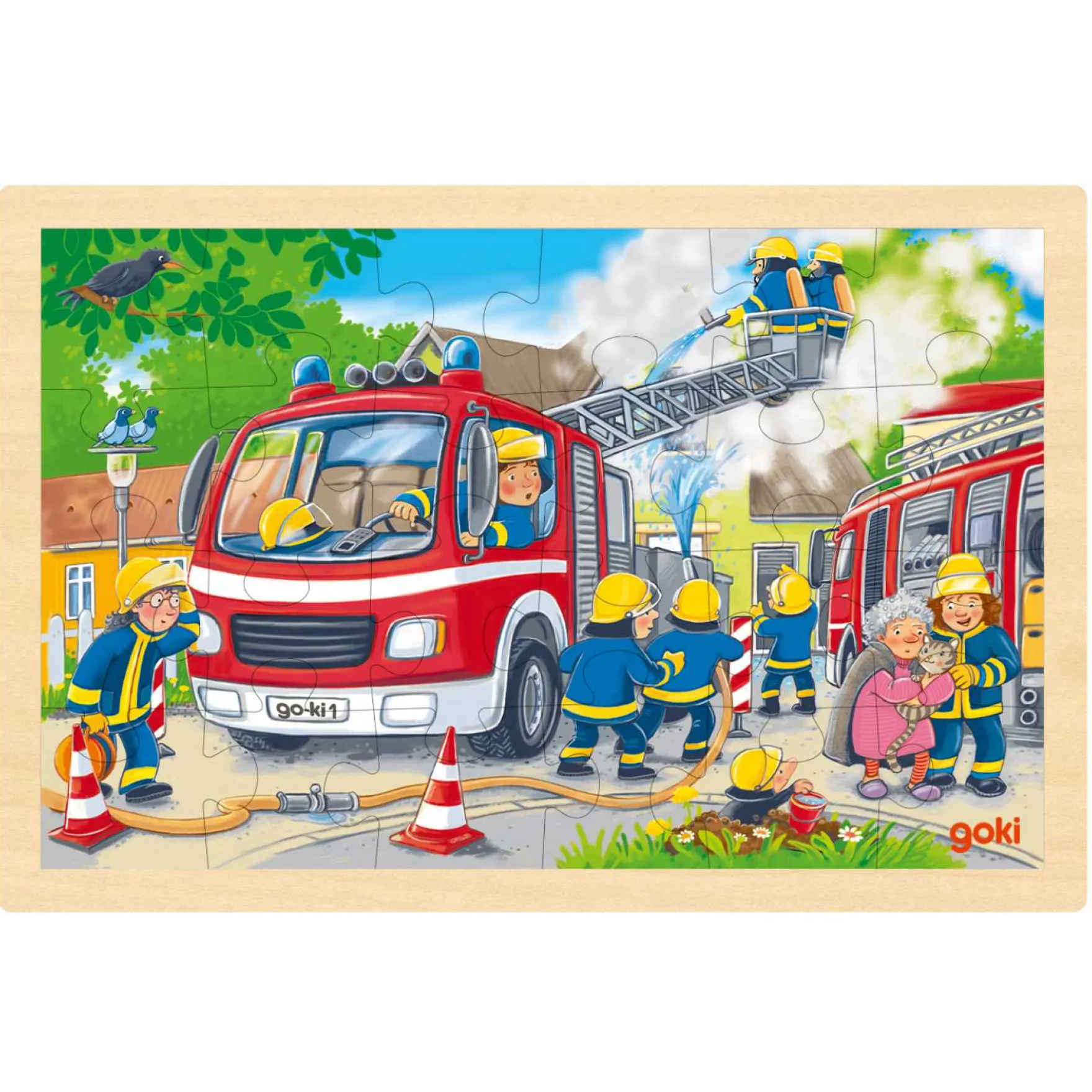 Rahmenpuzzle Holz "Feuerwehreinsatz" , 24 Teile